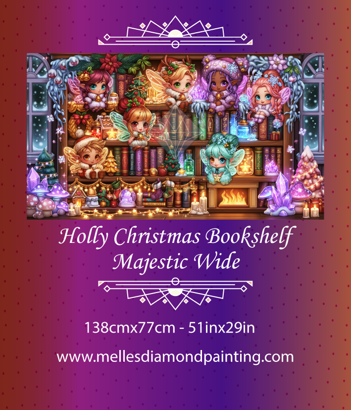 Holly Christmas Bookshelf - Majestic Wide