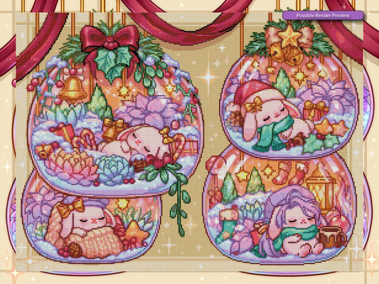 Mini Bunnies in a Christmas Ball - Premium Render