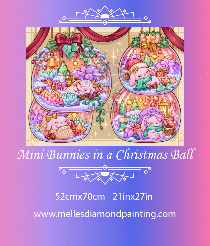 Mini Bunnies in a Christmas Ball - Premium Render