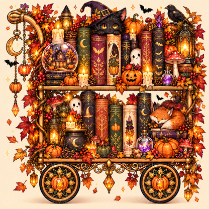 Autumn Book Cart - Premium Render