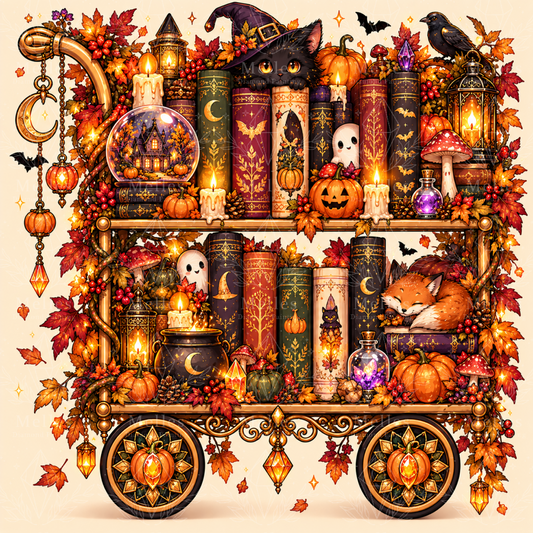 Autumn Book Cart - Premium Render