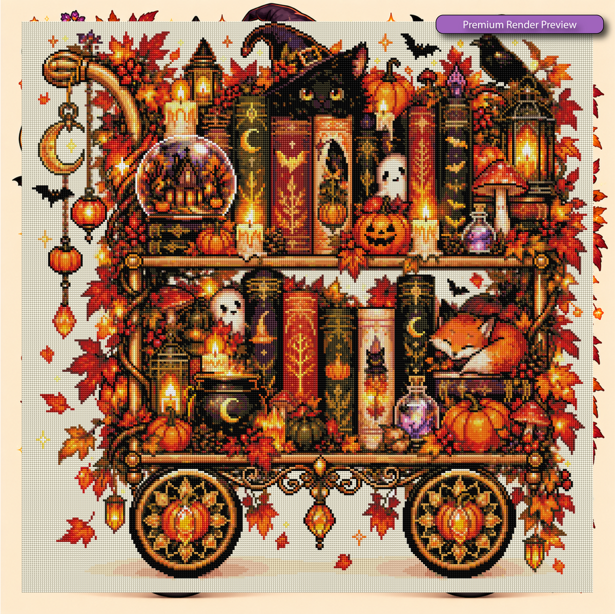 Autumn Book Cart - Premium Render