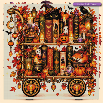 Autumn Book Cart - Premium Render