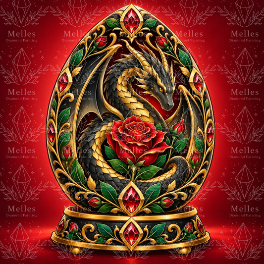 Black Red Rose Filagree Egg - Galaxy Dust