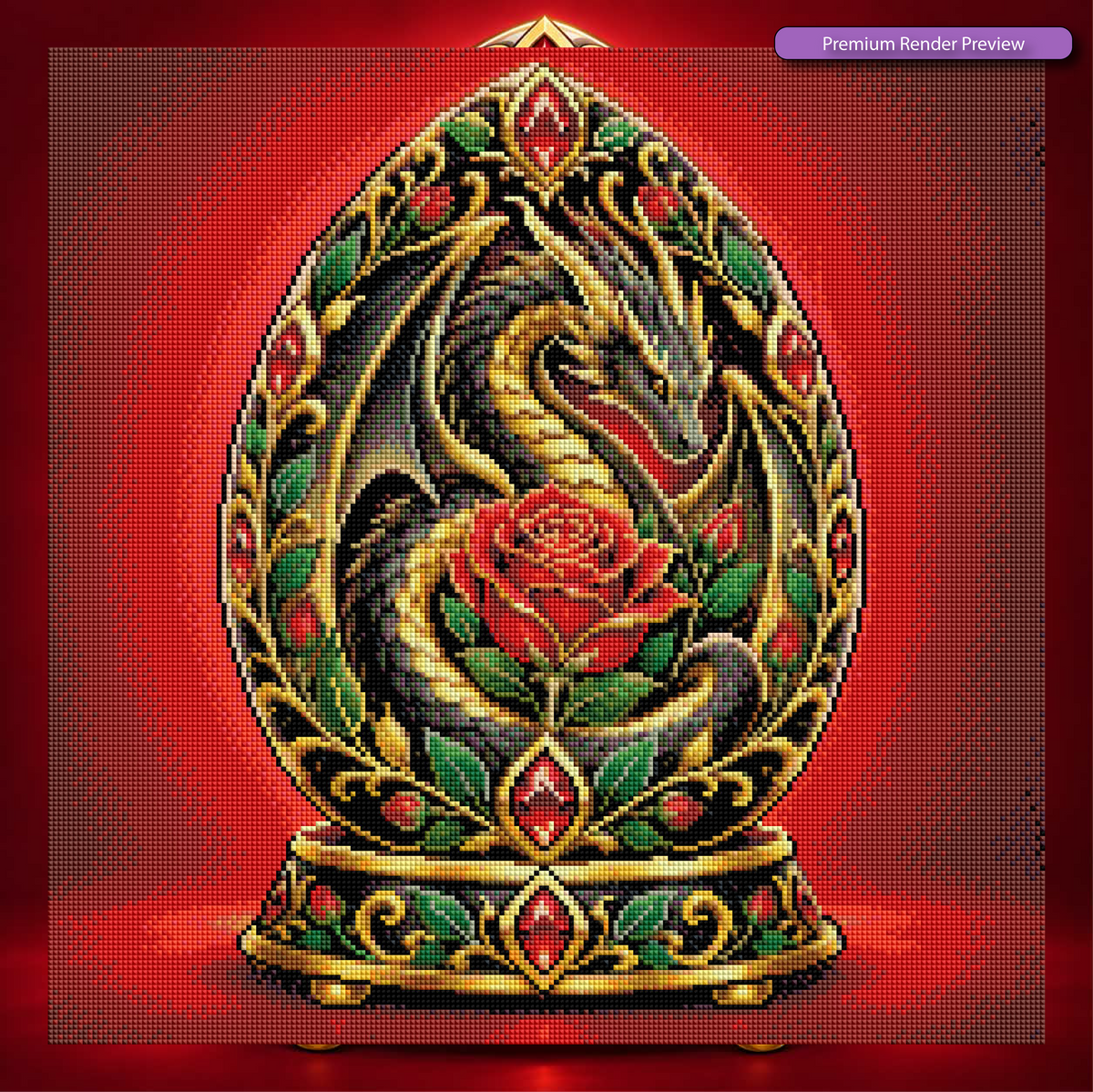 Black Red Rose Filagree Egg - Galaxy Dust