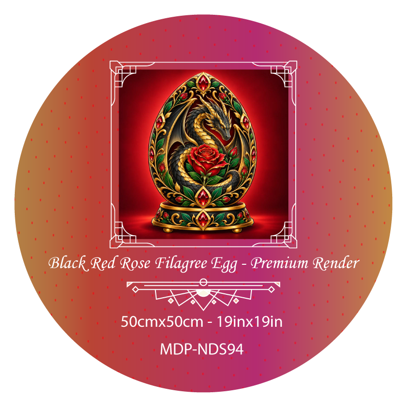 Black Red Rose Filagree Egg - Galaxy Dust