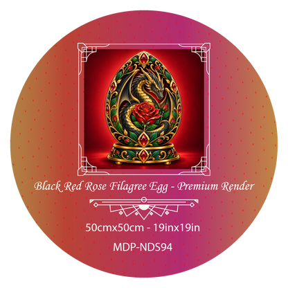 Black Red Rose Filagree Egg - Galaxy Dust
