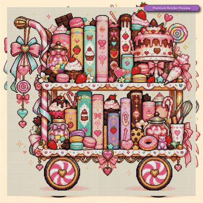 Candy Cake Book Cart - Premium Render