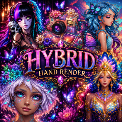 Custom Made HYBRID HAND RENDER - Diferent Side Sizes (Full Printed Edges)