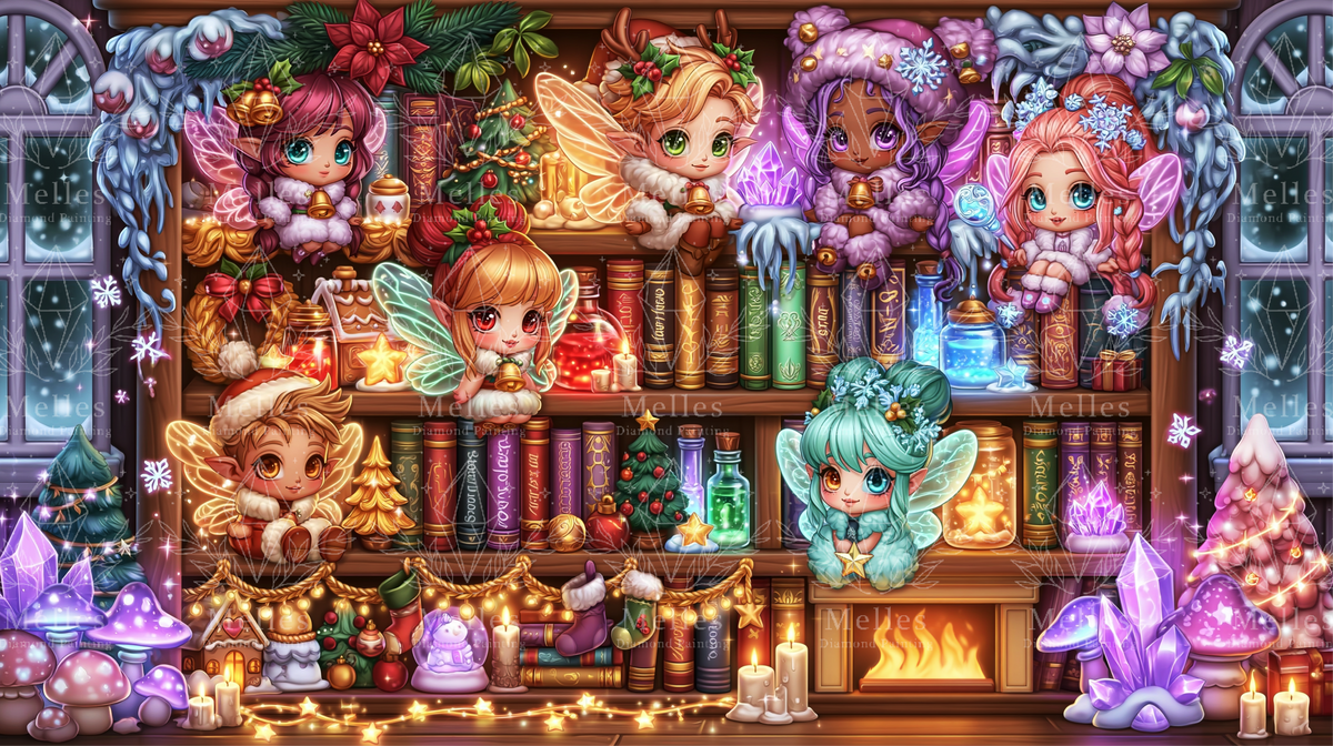 Holly Christmas Bookshelf - Majestic Wide