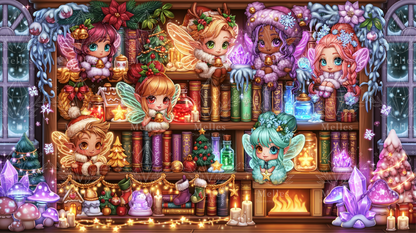 Holly Christmas Bookshelf - Majestic Wide