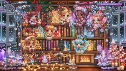 Holly Christmas Bookshelf - Majestic Wide