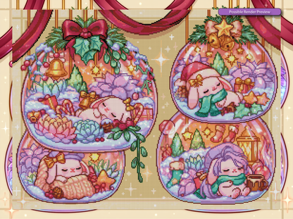 Mini Bunnies in a Christmas Ball - Premium Render