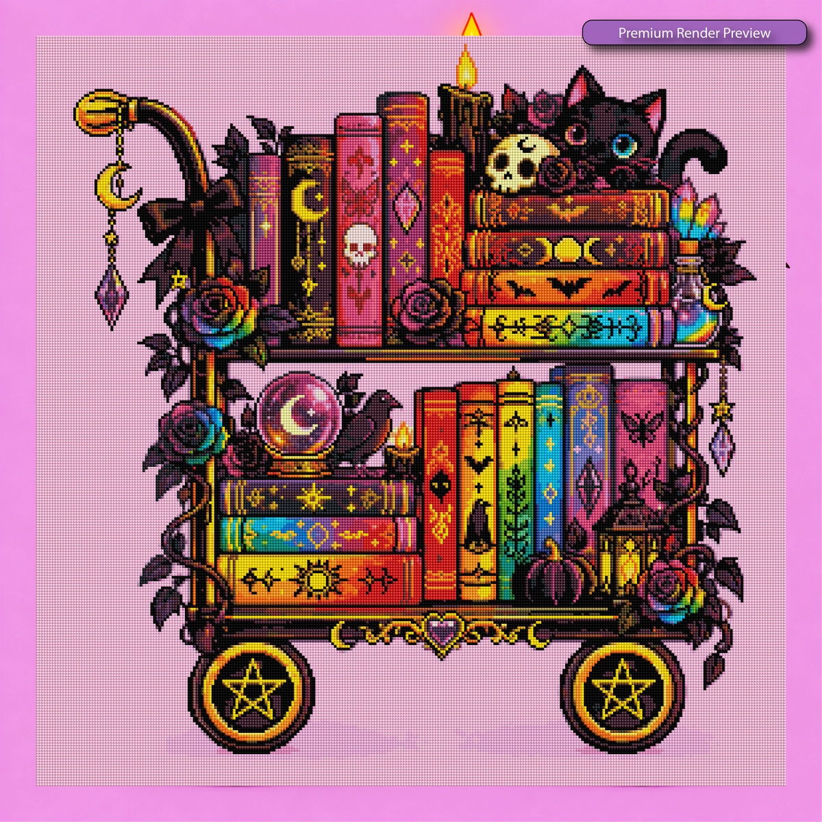 Rainbow Gothic Book Cart - Full Galaxy Dust