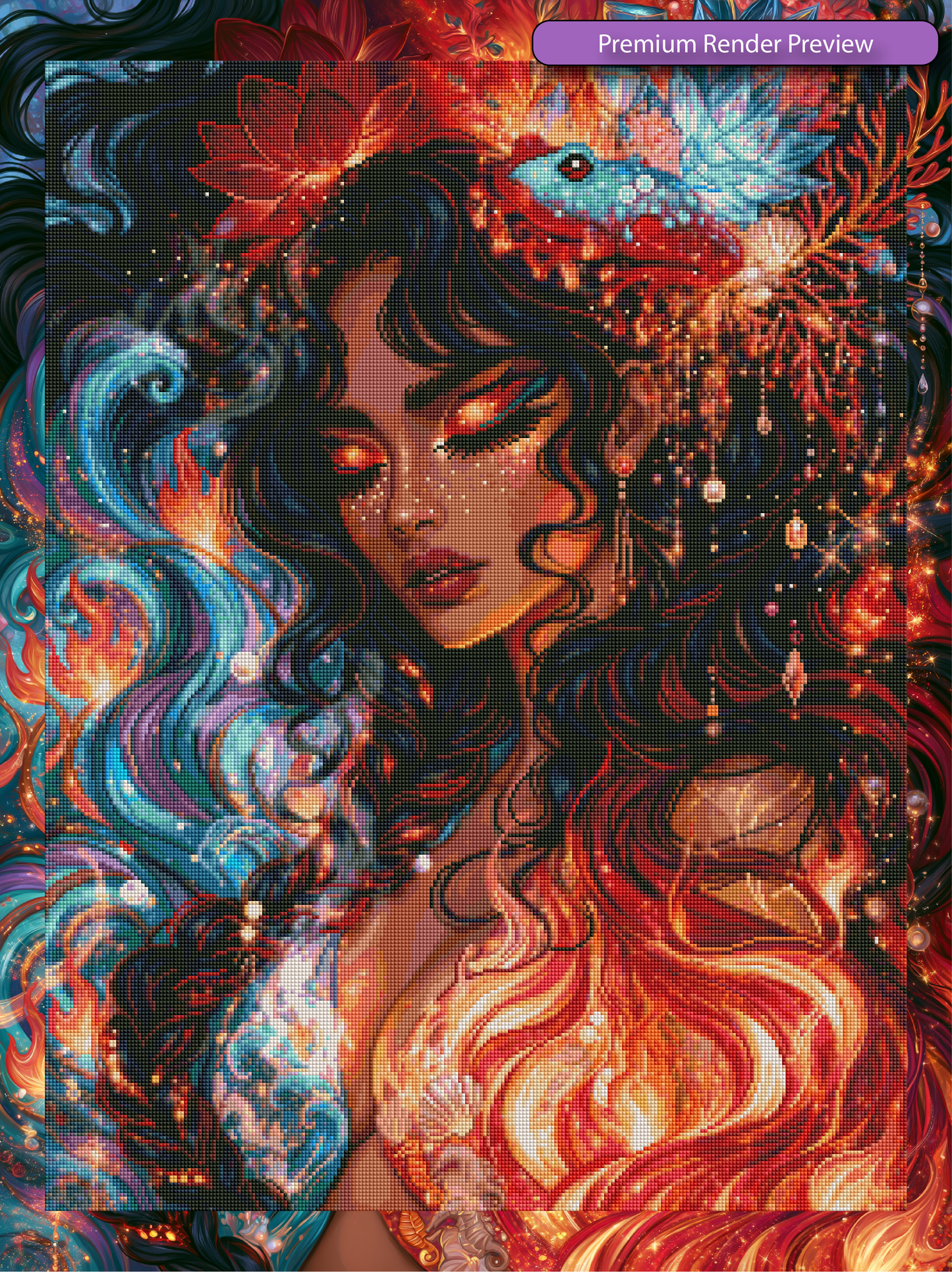 Water and Fire Goddess - Premium Render